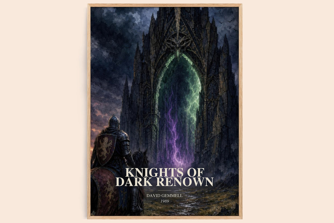 Knights of Dark Renown watercolour book poster by David Gemmell – framed literary art print