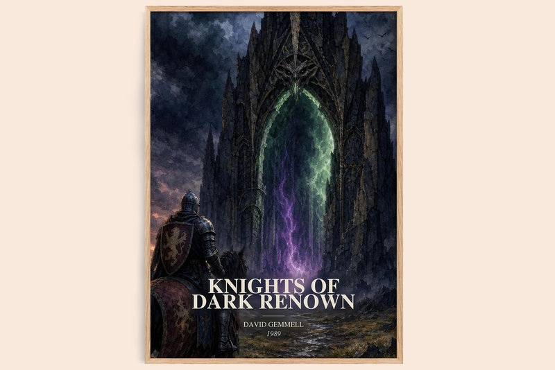 Knights of Dark Renown watercolour book poster by David Gemmell – framed literary art print