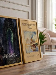 Knights of Dark Renown Book Watercolour Illustration by David Gemmell – framed print leaning beside a second print