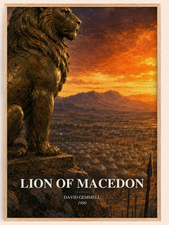 Lion of Macedon watercolour book poster by David Gemmell – framed literary art print