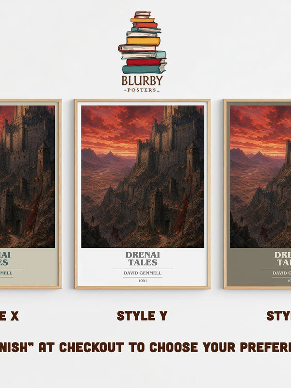 Drenai Tales book cover print in frame leaning in hallway – fantasy wall art
