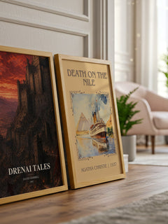 Drenai Tales watercolour print framed by window – literary home decor