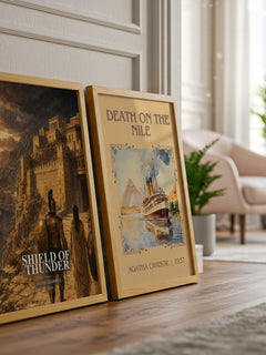 Shield of Thunder watercolour print framed by window – literary home decor
