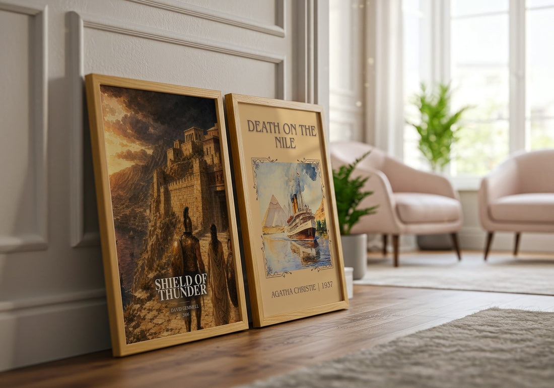 Shield of Thunder watercolour print framed by window – literary home decor