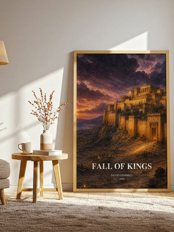 Fall of Kings watercolour print in frame leaning in hallway – fantasy wall art