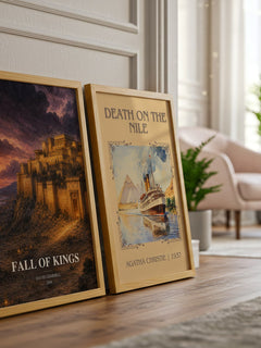 Fall of Kings watercolour print framed by window – literary home decor