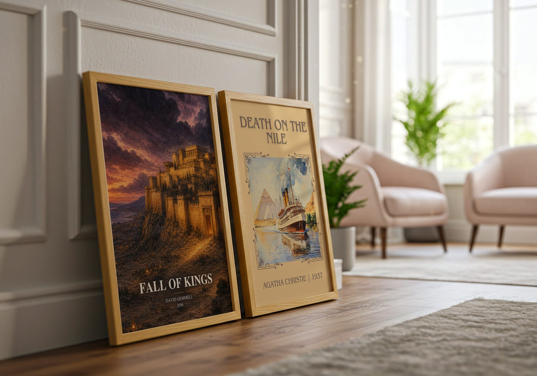 Fall of Kings watercolour print framed by window – literary home decor