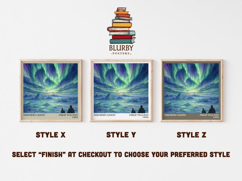 Northern Lights literary print in frame leaning in hallway – fantasy wall art
