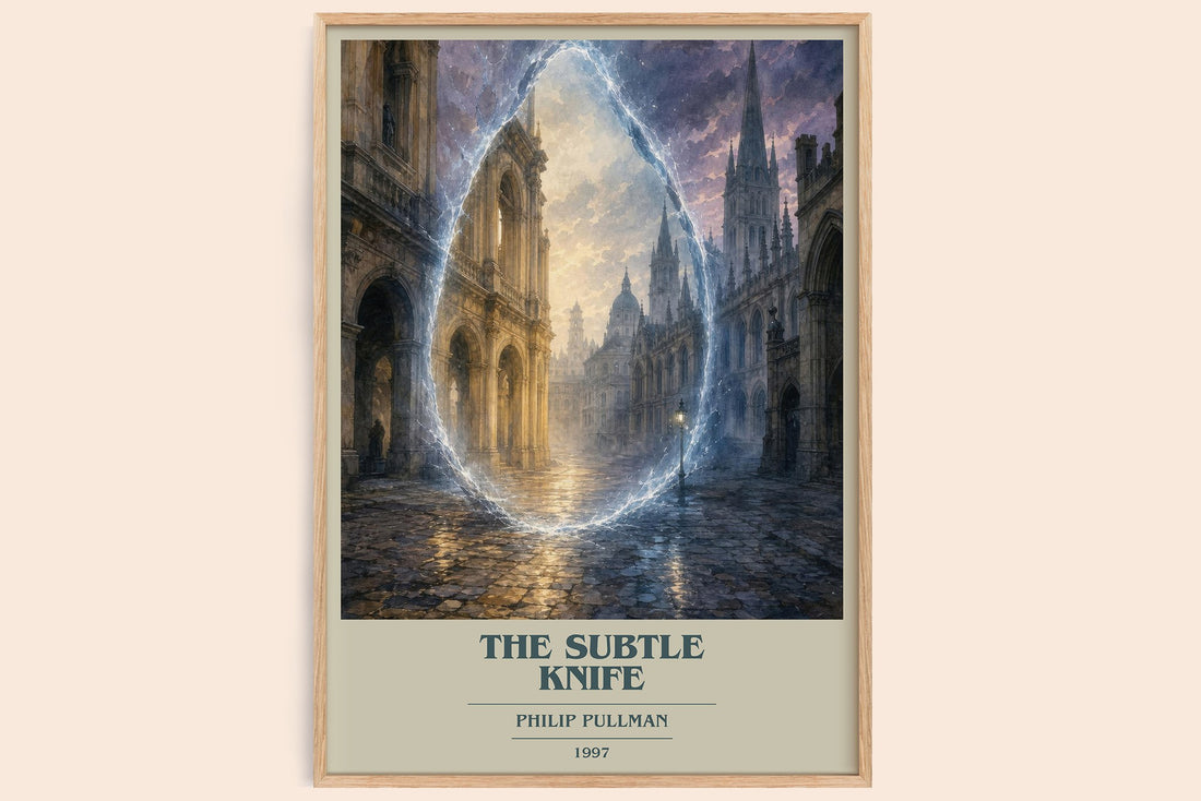 The Subtle Knife book cover book poster by Philip Pullman – framed literary art print