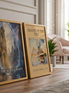 The Subtle Knife watercolour print framed by window – literary home decor