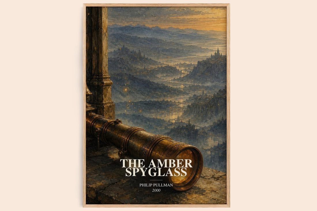The Amber Spyglass watercolour book poster by Philip Pullman – framed literary art print