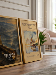 The Amber Spyglass watercolour print framed by window – literary home decor