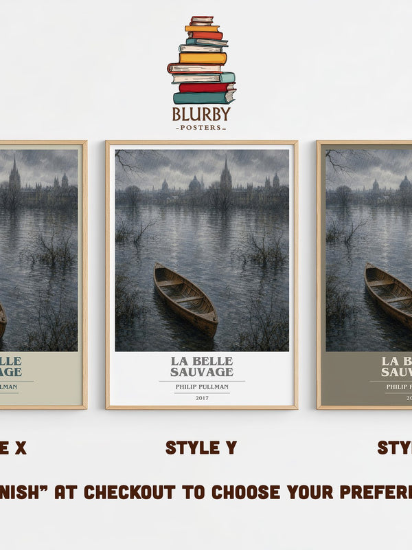 La Belle Sauvage book cover print in frame leaning in hallway – fantasy wall art