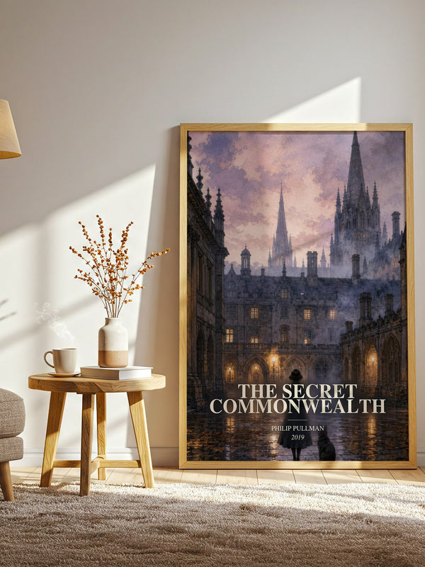 The Secret Commonwealth watercolour print in frame leaning in hallway – fantasy wall art