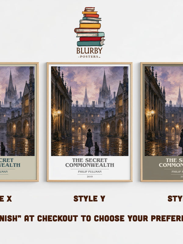 The Secret Commonwealth book cover print in frame leaning in hallway – fantasy wall art