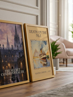 The Secret Commonwealth watercolour print framed by window – literary home decor