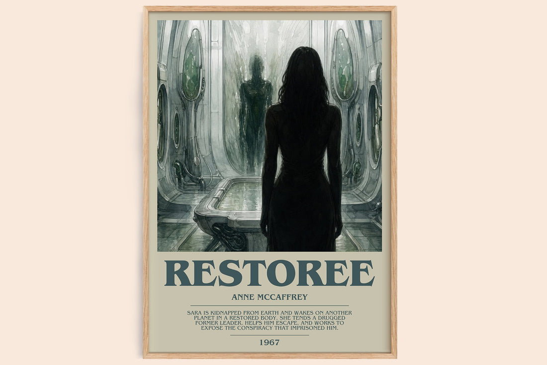 Restoree bookish book poster by Anne McCaffrey – framed literary art print