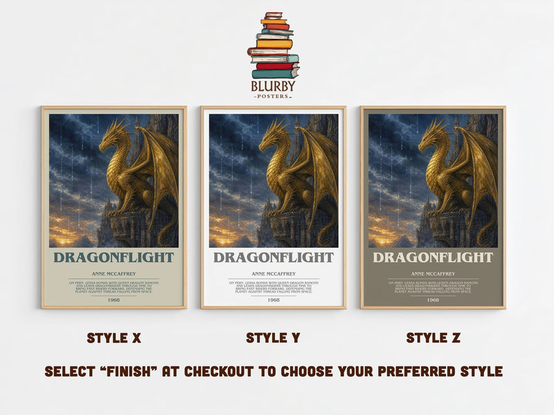 Dragonflight bookish print in frame leaning in hallway – fantasy wall art