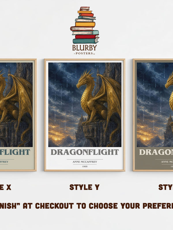 Dragonflight book cover print in frame leaning in hallway – fantasy wall art