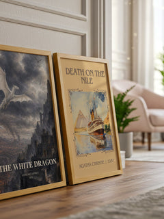 The White Dragon watercolour print framed by window – literary home decor