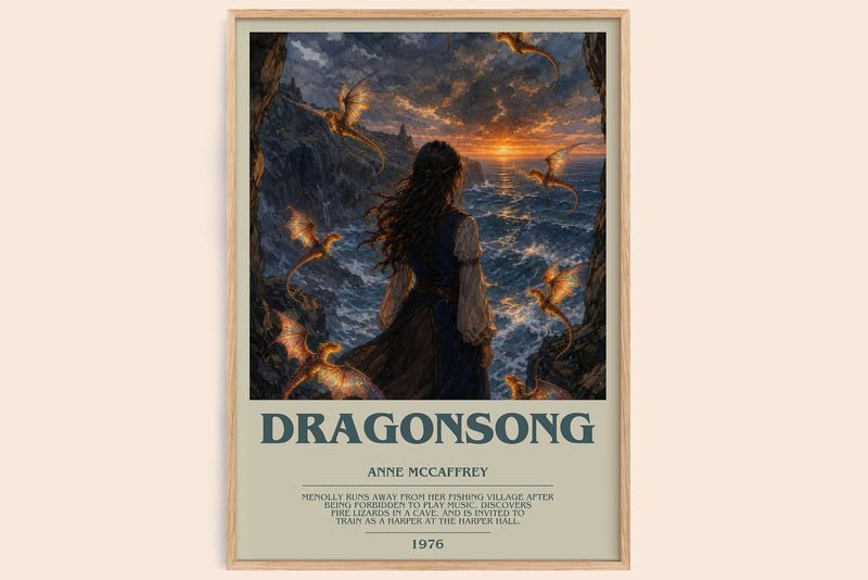 Dragonsong bookish book poster by Anne McCaffrey – framed literary art print
