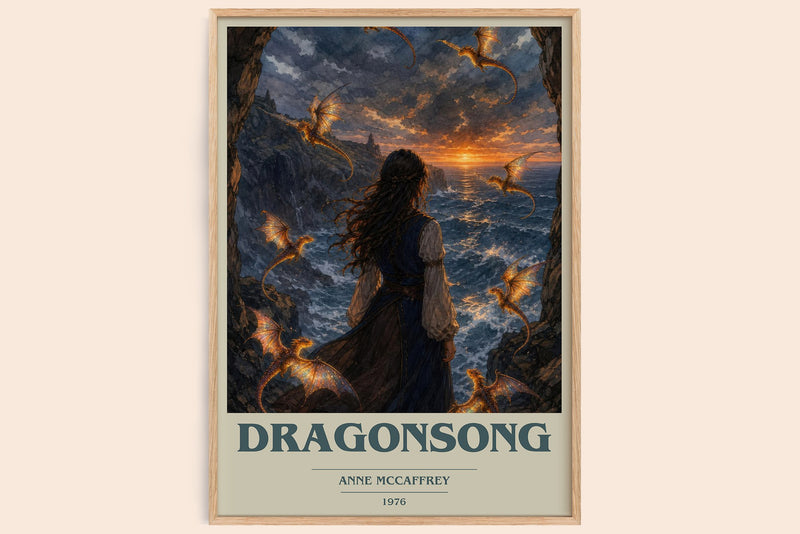 Dragonsong book cover book poster by Anne McCaffrey – framed literary art print