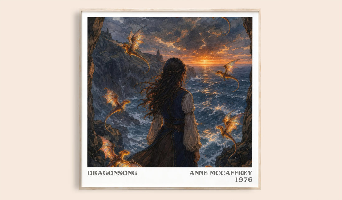 Dragonsong literary book poster by Anne McCaffrey – framed literary art print