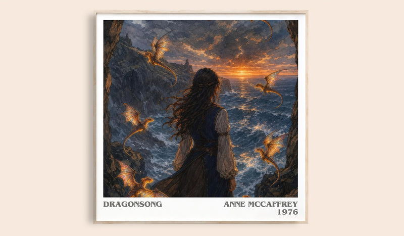 Dragonsong literary book poster by Anne McCaffrey – framed literary art print