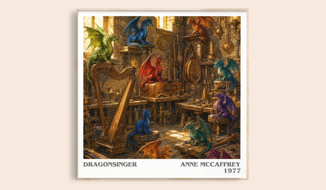 Dragonsinger literary book poster by Anne McCaffrey – framed literary art print