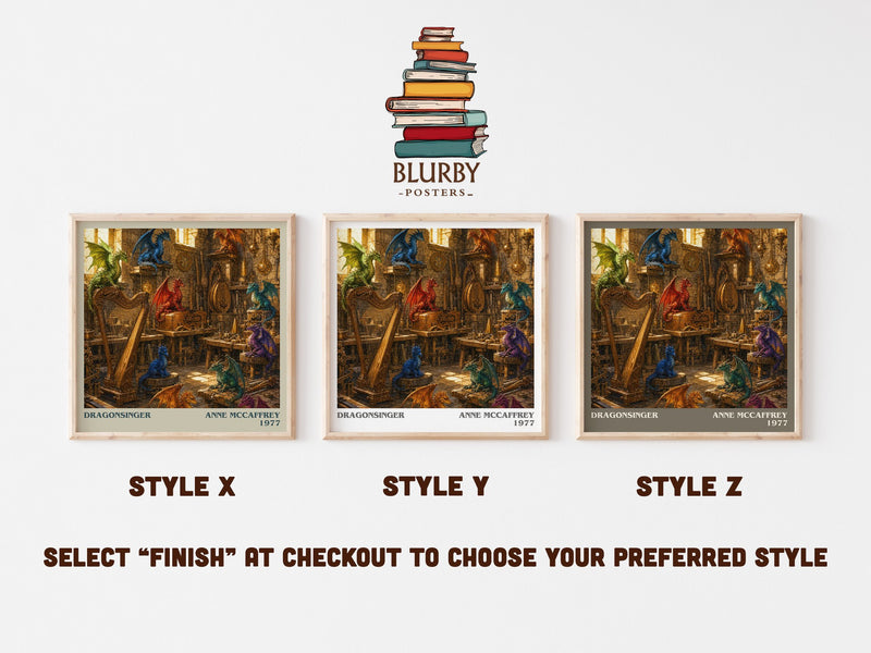 Dragonsinger literary print in frame leaning in hallway – fantasy wall art