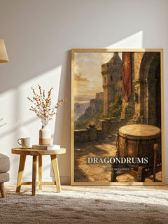 Dragondrums watercolour print in frame leaning in hallway – fantasy wall art