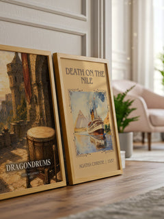 Dragondrums watercolour print framed by window – literary home decor