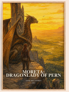 Moreta: Dragonlady of Pern watercolour book poster by Anne McCaffrey – framed literary art print