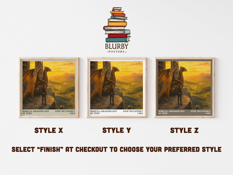 Moreta: Dragonlady of Pern literary print in frame leaning in hallway – fantasy wall art