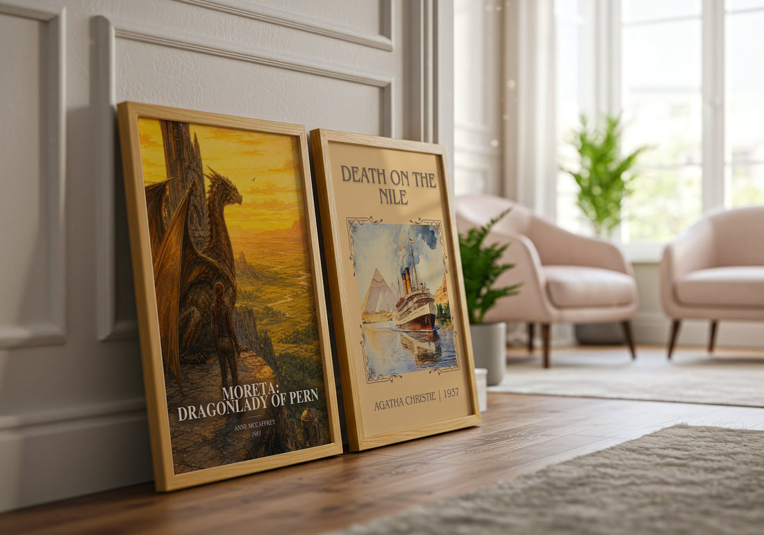 Moreta: Dragonlady of Pern watercolour print framed by window – literary home decor