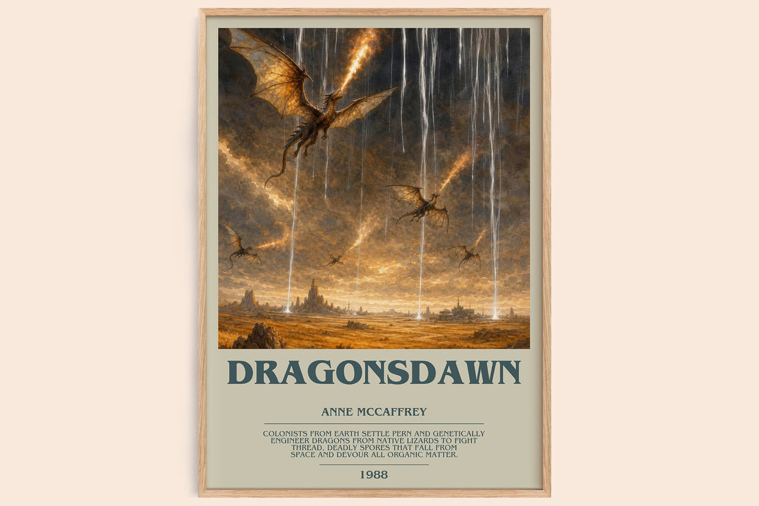 Dragonsdawn bookish book poster by Anne McCaffrey – framed literary art print