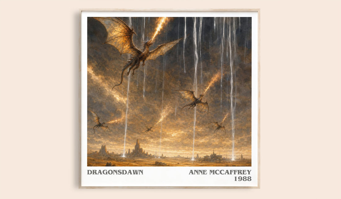 Dragonsdawn literary book poster by Anne McCaffrey – framed literary art print