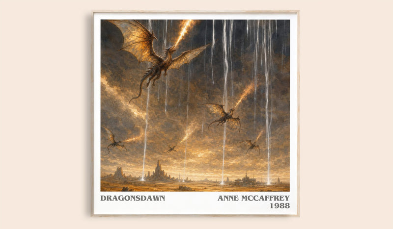 Dragonsdawn literary book poster by Anne McCaffrey – framed literary art print