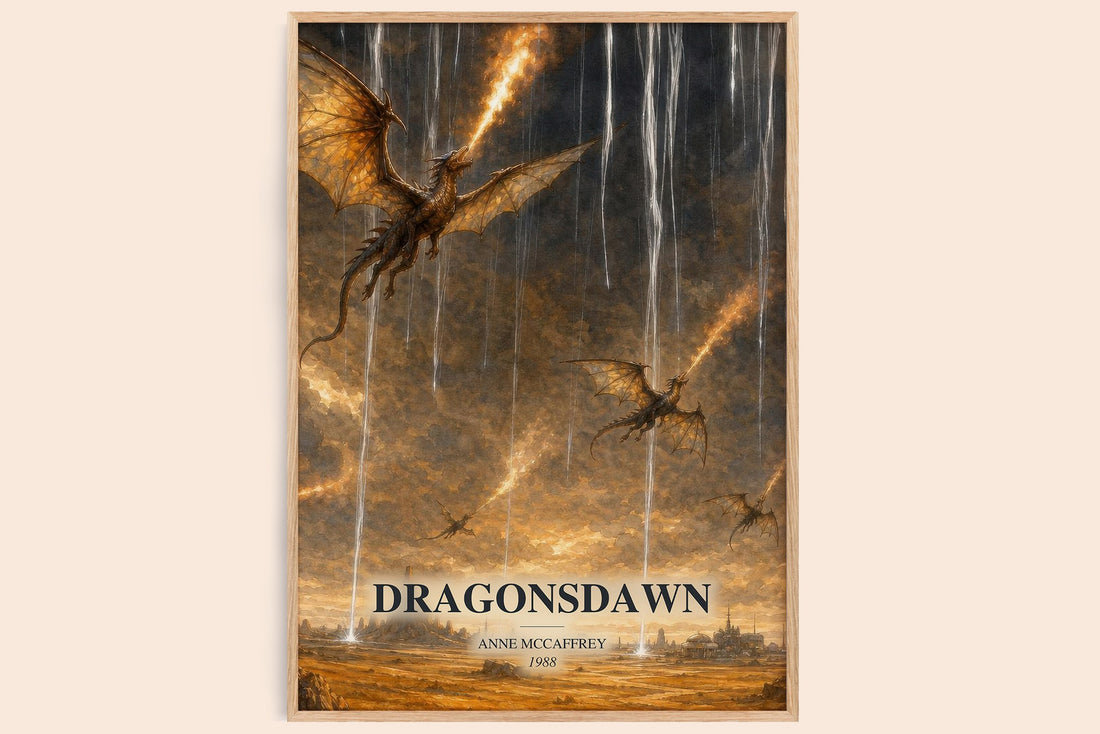 Dragonsdawn watercolour book poster by Anne McCaffrey – framed literary art print
