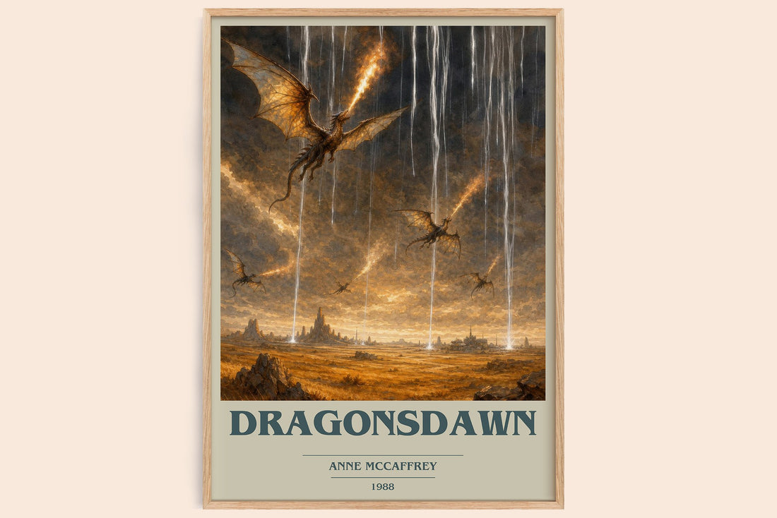 Dragonsdawn book cover book poster by Anne McCaffrey – framed literary art print