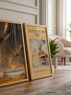 Dragonsdawn watercolour print framed by window – literary home decor