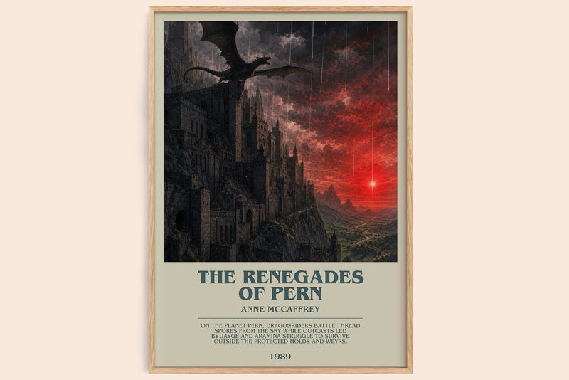 The Renegades of Pern bookish book poster by Anne McCaffrey – framed literary art print