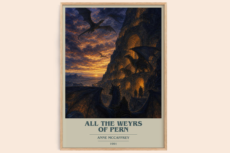 All the Weyrs of Pern book cover book poster by Anne McCaffrey – framed literary art print