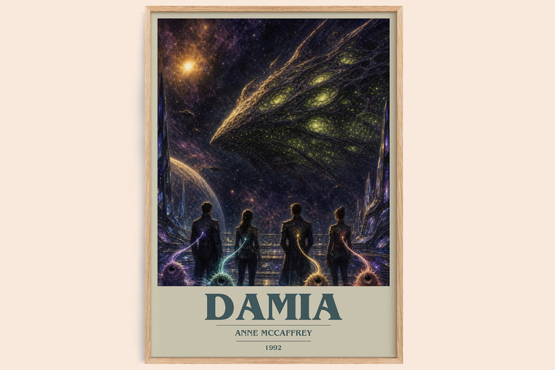 Damia book cover book poster by Anne McCaffrey – framed literary art print