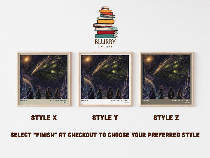 Damia literary print in frame leaning in hallway – sci fi wall art