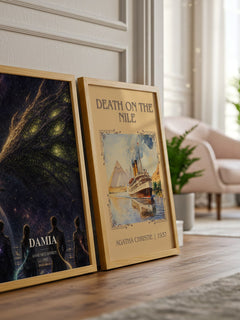 Damia watercolour print framed by window – literary home decor