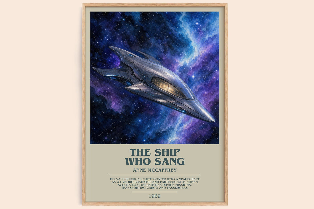 The Ship Who Sang bookish book poster by Anne McCaffrey – framed literary art print