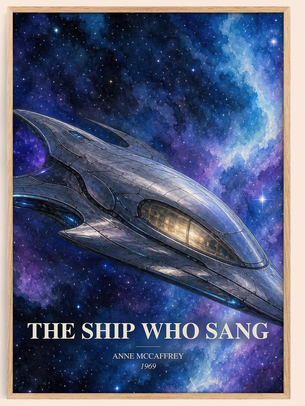 The Ship Who Sang watercolour book poster by Anne McCaffrey – framed literary art print