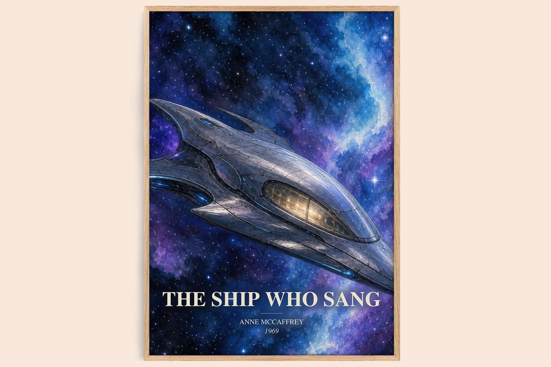 The Ship Who Sang watercolour book poster by Anne McCaffrey – framed literary art print