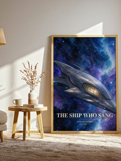 The Ship Who Sang watercolour print in frame leaning in hallway – sci fi wall art